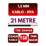 Avarson Öznur 1,5 MM NYA Enerji Kablosu, 21 Metre, Siyah