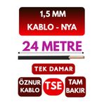 Avarson Öznur 1,5 MM NYA Enerji Kablosu, 24 Metre, Siyah