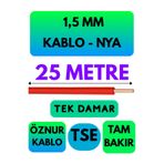 Avarson Öznur 1,5 MM NYA Enerji Kablosu, 25 Metre, Kırmızı
