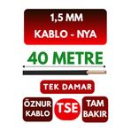 Avarson Öznur 1,5 MM NYA Enerji Kablosu, 40 Metre, Siyah