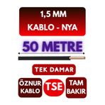 Avarson Öznur 1,5 MM NYA Enerji Kablosu, 50 Metre, Siyah