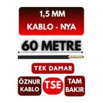 Avarson Öznur 1,5 MM NYA Enerji Kablosu, 60 Metre, Siyah