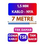Avarson Öznur 1,5 MM NYA Enerji Kablosu, 7 Metre, Mavi