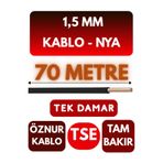 Avarson Öznur 1,5 MM NYA Enerji Kablosu, 70 Metre, Siyah