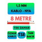 Avarson Öznur 1,5 MM NYA Enerji Kablosu, 8 Metre, Kırmızı