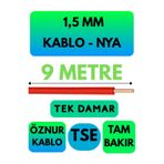 Avarson Öznur 1,5 MM NYA Enerji Kablosu, 9 Metre, Kırmızı