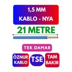 Avarson Öznur 1,5 MM NYA Kablo, 21 Metre, Mavi