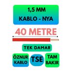 Avarson Öznur 1,5 MM NYA Kablo, 40 Metre, Kırmızı