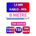 Avarson Öznur 1,5 MM NYA Kablo, 8 Metre, Mavi