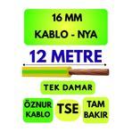 Avarson Öznur 16 MM NYA Kablo, 12 Metre, Sarı-Yeşil, Enerji Kablosu