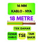 Avarson Öznur 16 MM NYA Kablo, 18 Metre, Sarı-Yeşil