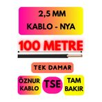 Avarson Öznur 2,5 MM NYA Enerji Kablosu, 100 Metre, Siyah