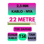 Avarson Öznur 2,5 MM NYA Enerji Kablosu, 22 Metre, Sarı-Yeşil