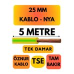 Avarson Öznur 25 MM NYA Enerji Kablosu, 5 Metre, Sarı-Yeşil