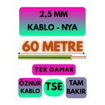 Avarson Öznur 2,5 MM NYA Enerji Kablosu, 60 Metre, Sarı-Yeşil