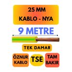Avarson Öznur 25 MM NYA Enerji Kablosu, 9 Metre, Sarı-Yeşil