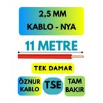 Avarson Öznur 2,5 MM NYA Kablo, 11 Metre, Kırmızı, Enerji Kablosu