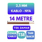 Avarson Öznur 2,5 MM NYA Kablo, 14 Metre, Kahverengi
