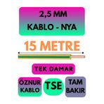 Avarson Öznur 2,5 MM NYA Kablo, 15 Metre, Sarı-Yeşil