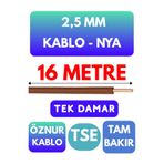 Avarson Öznur 2,5 MM NYA Kablo, 16 Metre, Kahverengi