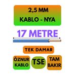 Avarson Öznur 2,5 MM NYA Kablo, 17 Metre, Mavi, Enerji Kablosu