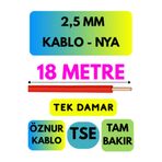 Avarson Öznur 2,5 MM NYA Kablo, 18 Metre, Kırmızı