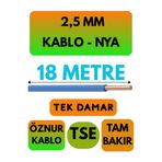 Avarson Öznur 2,5 MM NYA Kablo, 18 Metre, Mavi