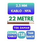 Avarson Öznur 2,5 MM NYA Kablo, 22 Metre, Kahverengi