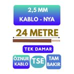 Avarson Öznur 2,5 MM NYA Kablo, 24 Metre, Kahverengi