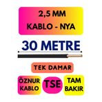 Avarson Öznur 2,5 MM NYA Kablo, 30 Metre, Siyah, Enerji Kablosu