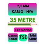 Avarson Öznur 2,5 MM NYA Kablo, 35 Metre, Sarı-Yeşil