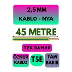 Avarson Öznur 2,5 MM NYA Kablo, 45 Metre, Sarı-Yeşil