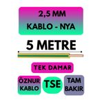 Avarson Öznur 2,5 MM NYA Kablo, 5 Metre, Sarı-Yeşil
