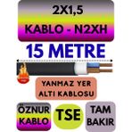 Avarson Öznur 2X1,5 N2XH (Alev Iletmez) Yer Altı Kablosu Metre Seçenekli - 15 METRE