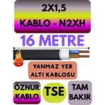 Avarson Öznur 2X1,5 N2XH (Alev Iletmez) Yer Altı Kablosu Metre Seçenekli - 16 METRE