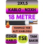 Avarson Öznur 2X1,5 N2XH (Alev Iletmez) Yer Altı Kablosu Metre Seçenekli - 18 METRE