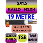 Avarson Öznur 2X1,5 N2XH (Alev Iletmez) Yer Altı Kablosu Metre Seçenekli - 19 METRE