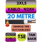 Avarson Öznur 2X1,5 N2XH (Alev Iletmez) Yer Altı Kablosu Metre Seçenekli - 20 METRE