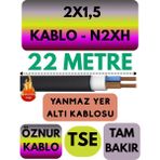 Avarson Öznur 2X1,5 N2XH (Alev Iletmez) Yer Altı Kablosu Metre Seçenekli - 22 METRE