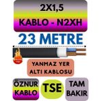 Avarson Öznur 2X1,5 N2XH (Alev Iletmez) Yer Altı Kablosu Metre Seçenekli - 23 METRE