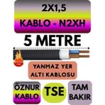 Avarson Öznur 2X1,5 N2XH (Alev Iletmez) Yer Altı Kablosu Metre Seçenekli - 5 METRE