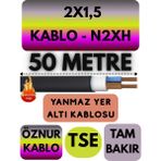 Avarson Öznur 2X1,5 N2XH (Alev Iletmez) Yer Altı Kablosu Metre Seçenekli - 50 METRE