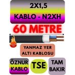 Avarson Öznur 2X1,5 N2XH (Alev Iletmez) Yer Altı Kablosu Metre Seçenekli - 60 METRE