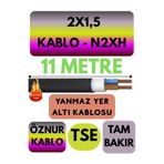 Avarson Öznur 2X1,5 N2XH Yer Altı Kablosu, 11 Metre, Alev İletmez