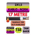 Avarson Öznur 2X1,5 N2XH Yer Altı Kablosu, 17 Metre, Alev İletmez