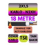 Avarson Öznur 2X1,5 N2XH Yer Altı Kablosu, 18 Metre, Alev İletmez