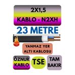 Avarson Öznur 2X1,5 N2XH Yer Altı Kablosu, 23 Metre, Alev İletmez