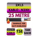 Avarson Öznur 2X1,5 N2XH Yer Altı Kablosu, 25 Metre, Alev İletmez