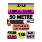 Avarson Öznur 2X1,5 N2XH Yer Altı Kablosu, 50 Metre, Alev İletmez