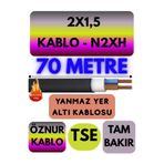 Avarson Öznur 2X1,5 N2XH Yer Altı Kablosu, 70 Metre, Alev İletmez